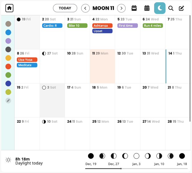 LifePress Moon Month Cycles View